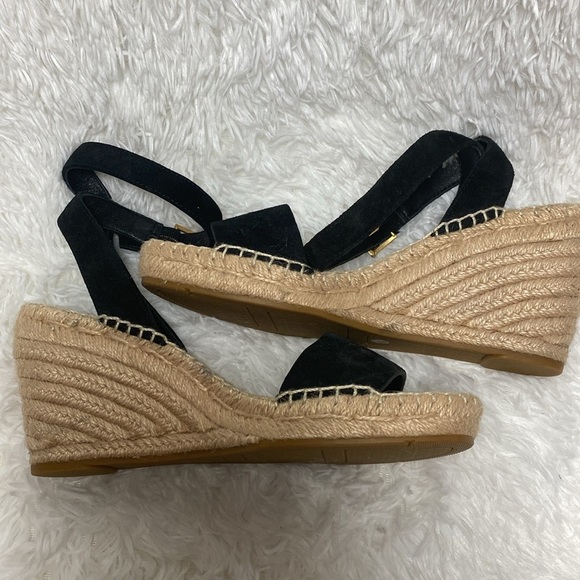 TORY BURCH NWOT or Box Espadrilles Laurel Black Wedge Sandals - Picture 9 of 11